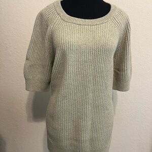 CAbi Green Crew Neck Sweater with Ribbed Texture